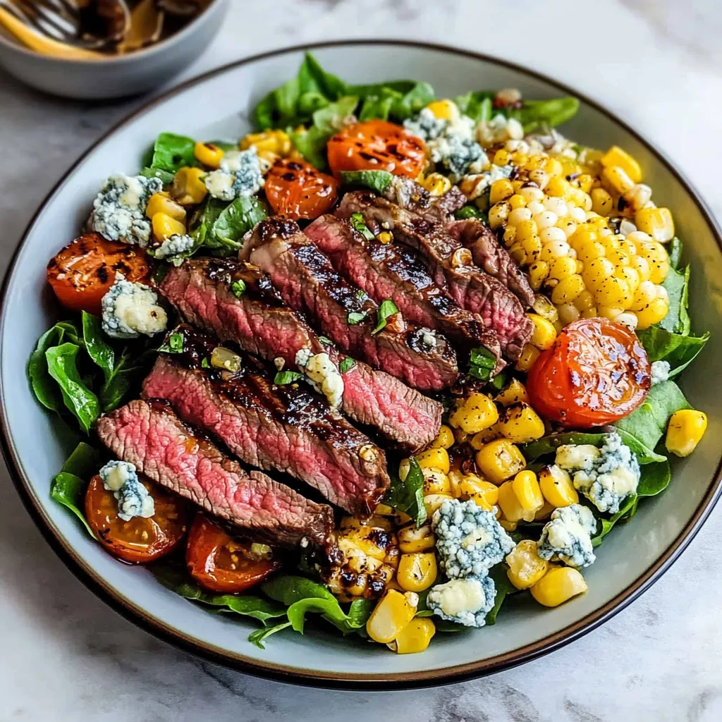 Piatto di salata con carne di manzo e verdure.